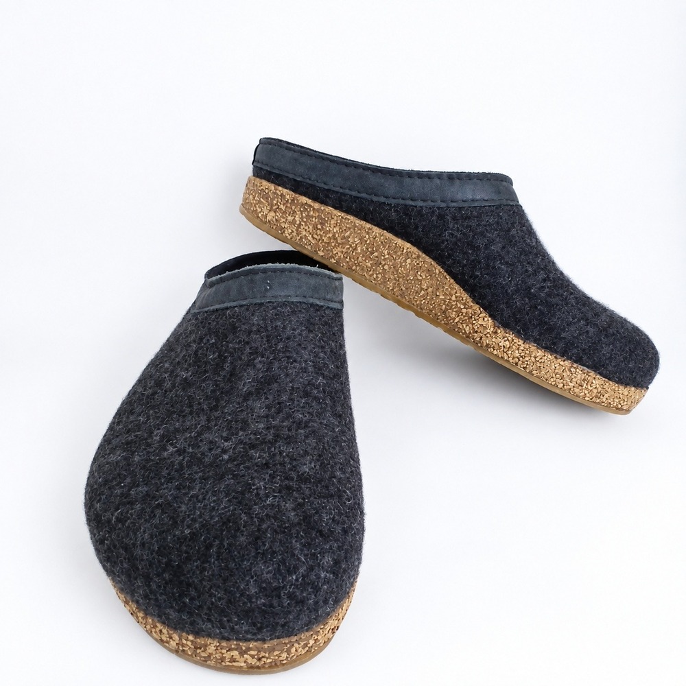 Haflinger Women 38 Wool Felt Clogs Cork Sole Leather Trim Lagenlook Cottagecore